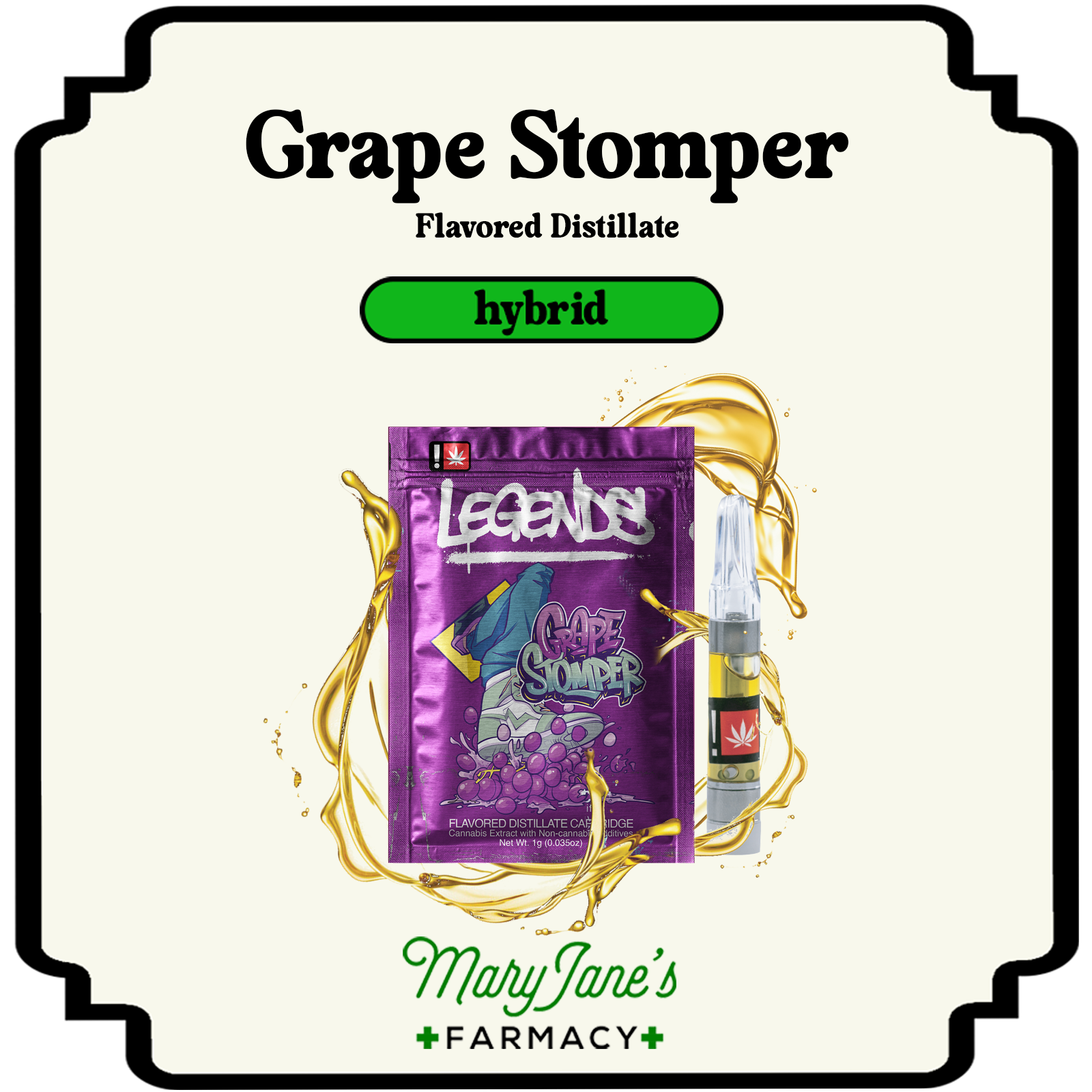 Photograph of product: Grape Stomper Flavored Distillate Cartridge | 1g