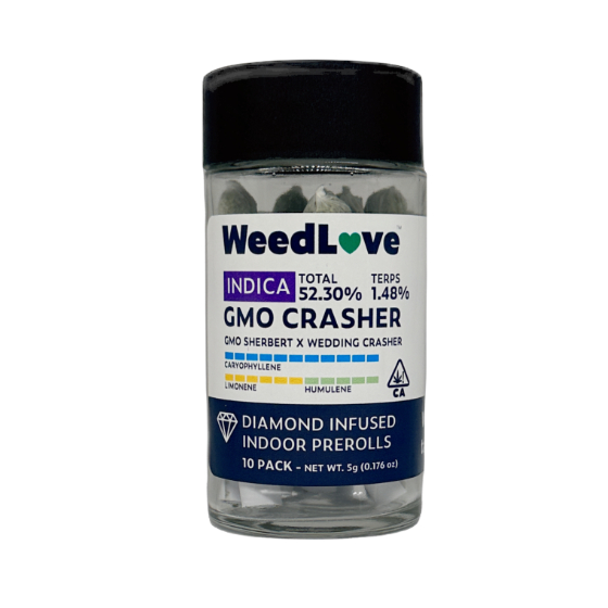 Photograph of product: GMO CRASHER INFUSED PREROLLS 10/PK 5G