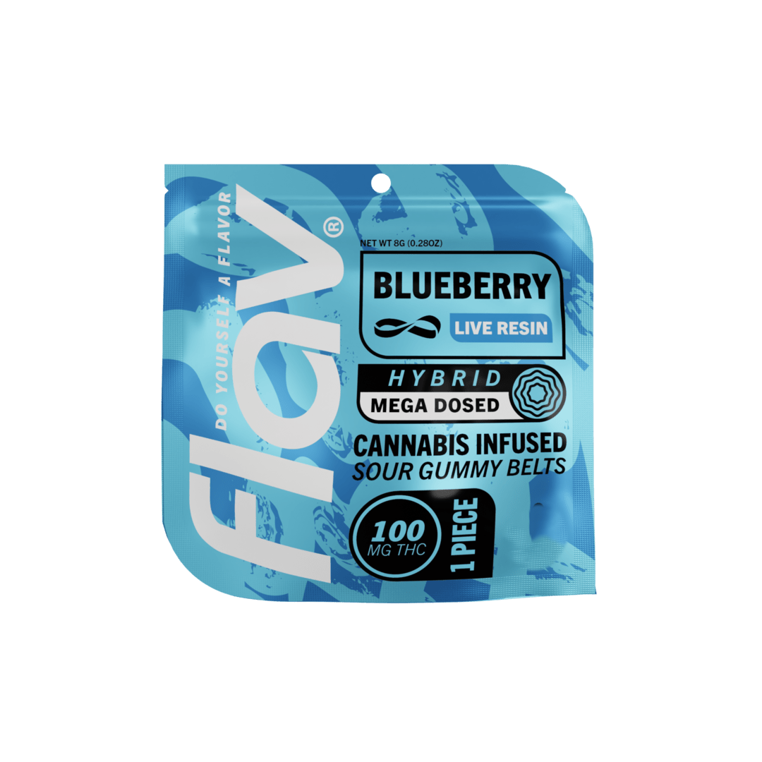 Photograph of product: Blueberry (I) Live Resin Mega Belt 100mg [A32]