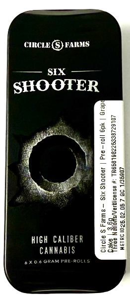 Photograph of product: Circle S Farms- Six Shooter | Pre-roll 6pk | Jungle Cake