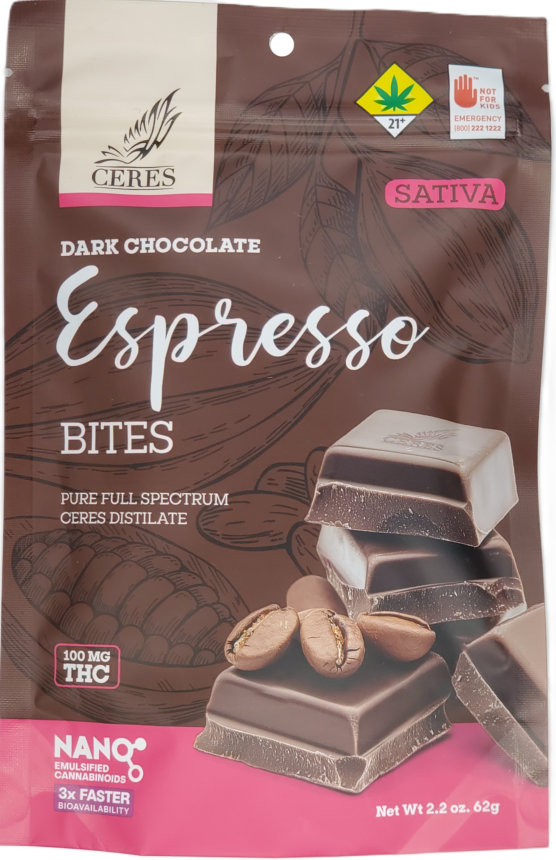 Photograph of product: Ceres Chocobites Oui'd Espresso 10pk 100mg