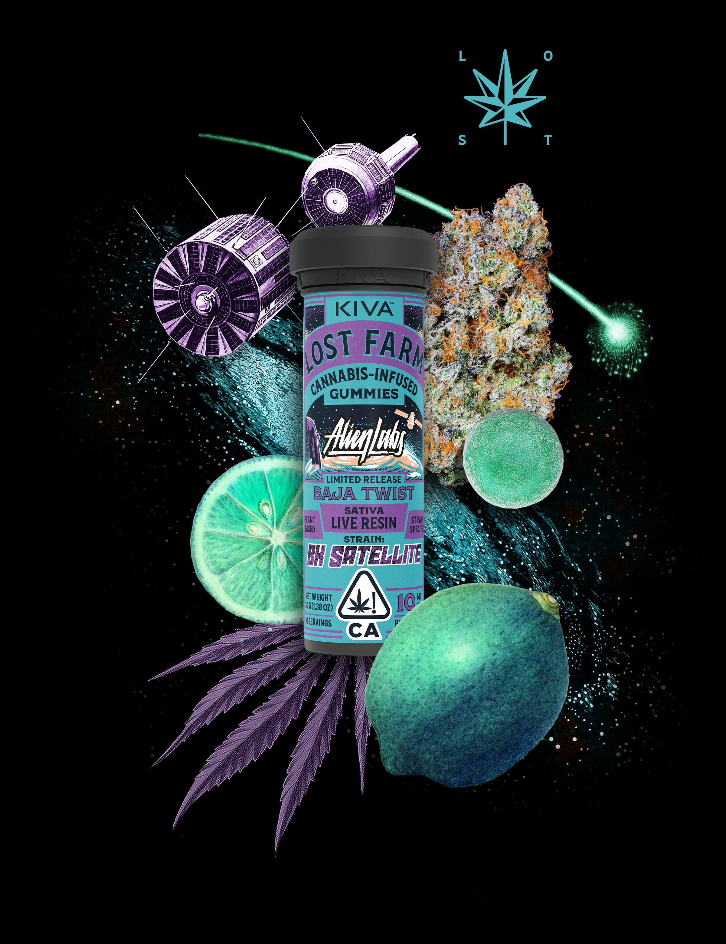 Photograph of product: Baja Twist x BK Satalite - 100mg Live Resin Gummies | Lost Farm x Alien Labs