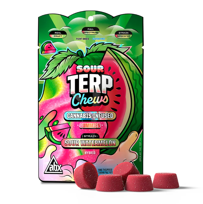 Photograph of product: ABX Terp Chews Sour Watermemlon Gummies 100mg
