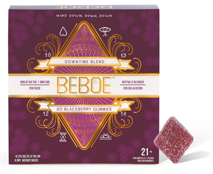Photograph of product: Beboe- Blackberry (5mg TH-oui: 5mg CBD) Gummies x 20ct