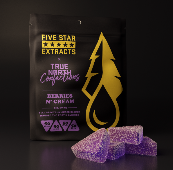 Photograph of product: Berries & Cream | 50mg x 4pk | Cured Badder | True North Confections