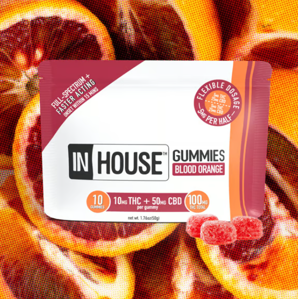 Photograph of product: In House - Gummies - Blood Orange 5:1 CBD:TH-oui 10pk (100mg)