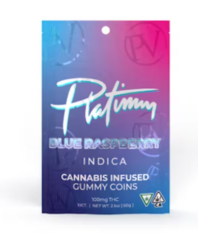 Photograph of product: Blue Raspberry [I] | 100mg (10pk) Gummies | Platinum Vape