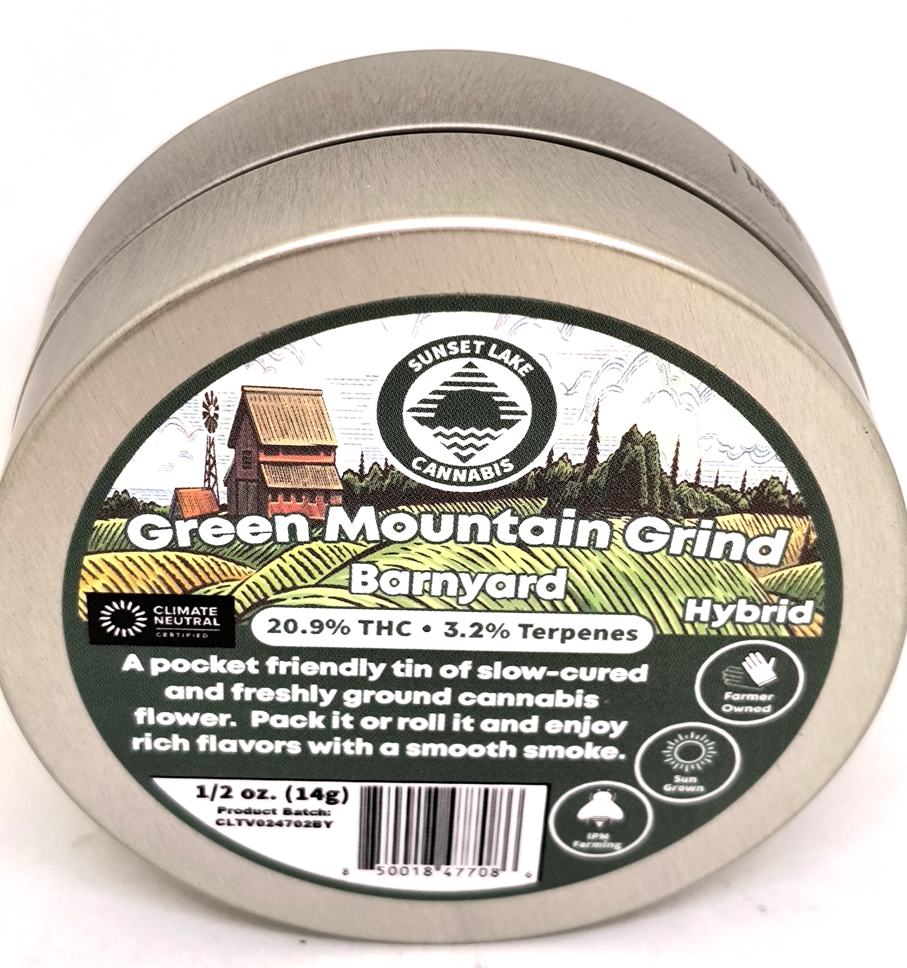 Photograph of product: Barnyard Pre-Ground Flower | Sunset Lake - 14g