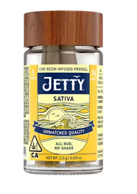 Photograph of product: Jetty Super Lemon Haze x Garlic Sherbet Sativa Live Resin Preroll 0.5Gx5PK