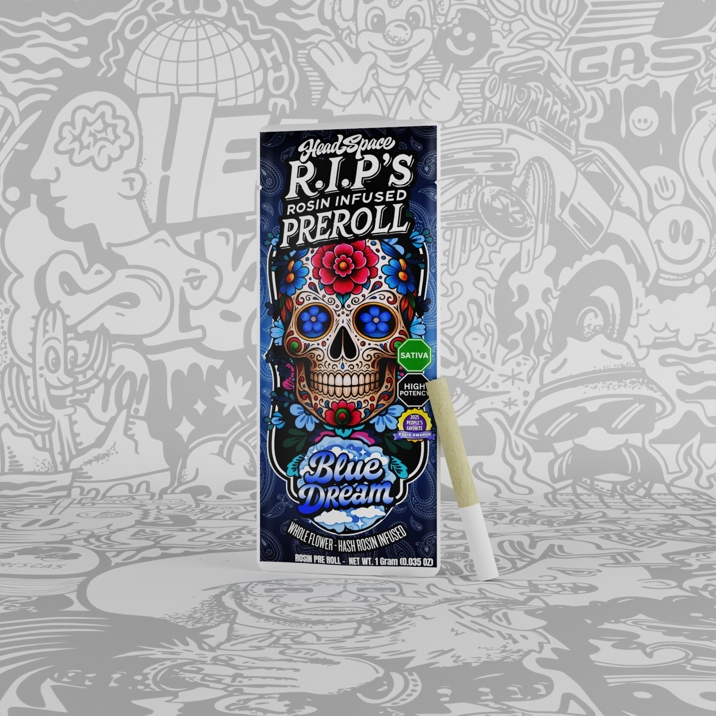 Photograph of product: RIPs (Rosin Infused Preroll) -Blue Dream