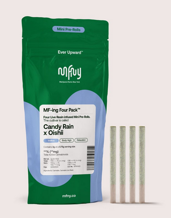 Photograph of product: Candy Rain x Oishii | 4 Pack Live Resin Pre rolls Oui'd | MFNY