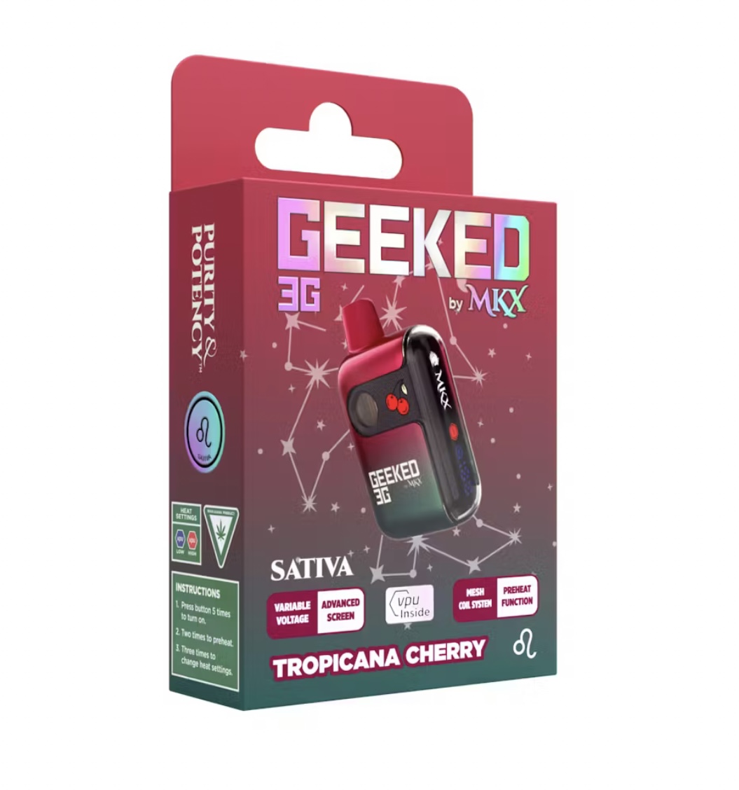 Photograph of product: GEEKED: Tropicana Cherry 3G Vape Disposable