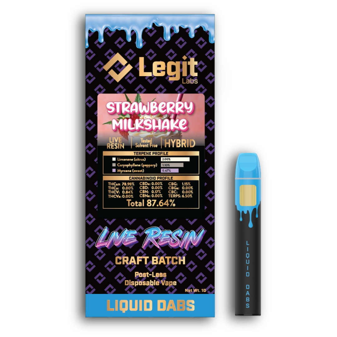 Photograph of product: Legit Labs | Strawberry Milkshake Live Resin Disposable Vape | 1g