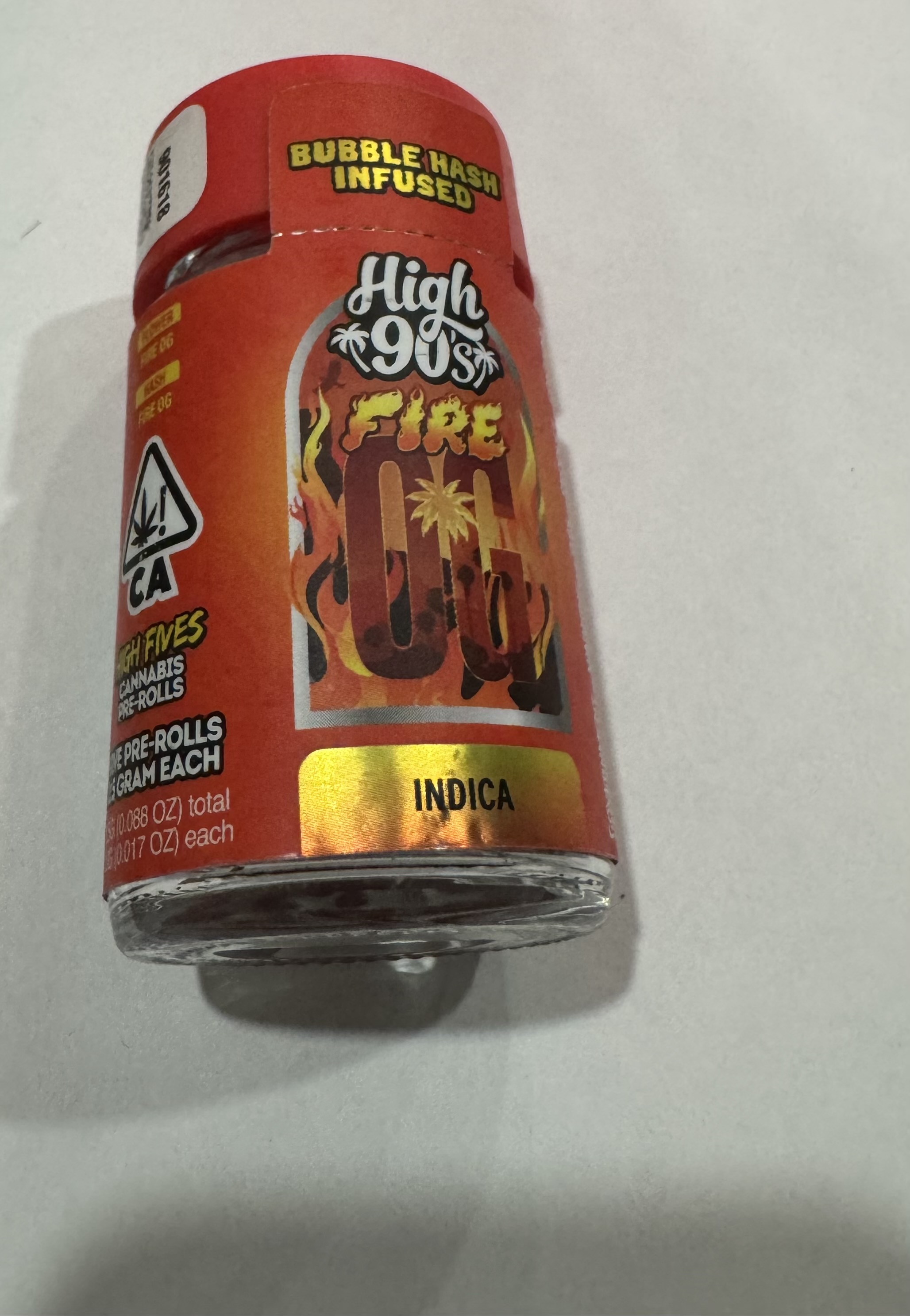 Photograph of product: FIRE OG 2.5G 5 PACK NFUSED PREROLL - 2.5 G