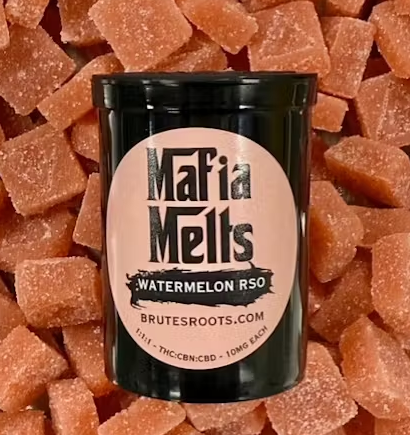 Photograph of product: Mafia Melts Edibles 10pk/100mg- Watermelon RSO 1:1:1 (TH-oui:CBN:CBD)