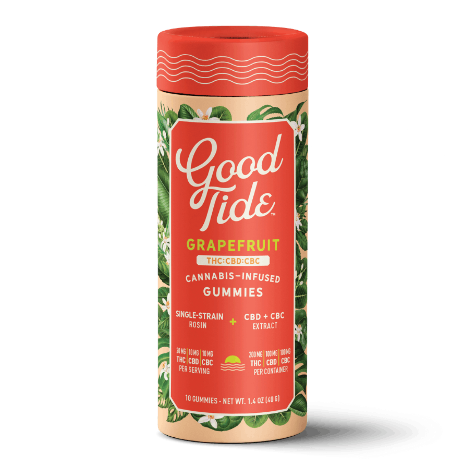 Photograph of product: Good Tide | Grapefruit BLISSFUL 2:1:1 | TH-oui:CBD:CBC au chocolat Rosin Gummies | 200mg:100mg:100mg