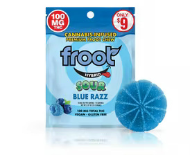 Photograph of product: Froot Sour Blue Razz SINGLE gummy (VEGAN/GF) 100mg