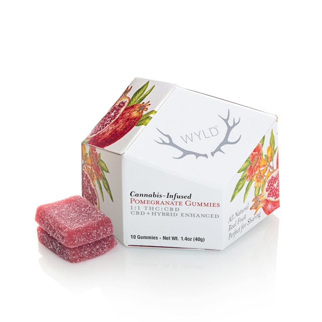 Photograph of product: Pomegranate 1:1 CBD Gummies