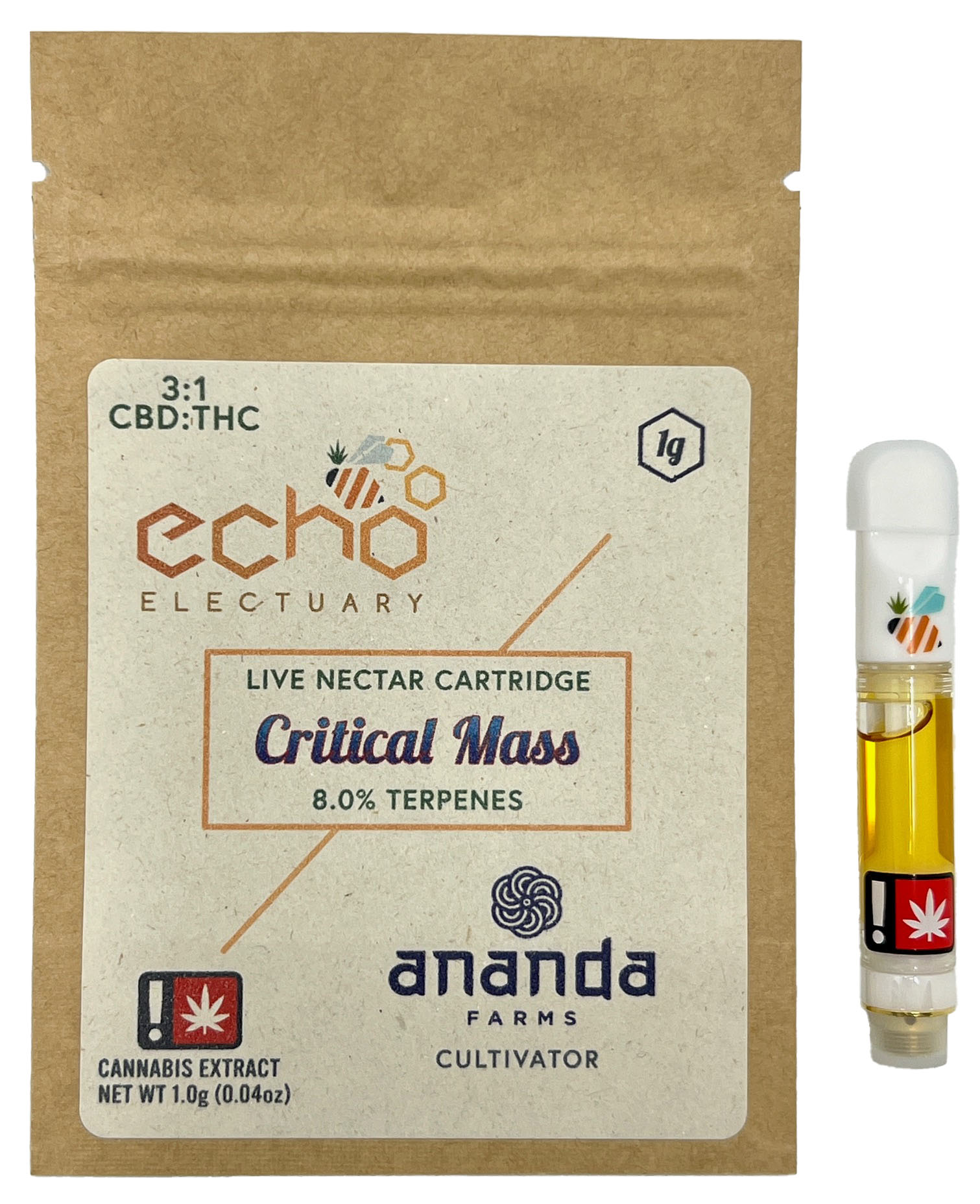 Photograph of product: Echo Electuary - Critical Mass 3:1 CBD/TH-oui XL LN Cart
