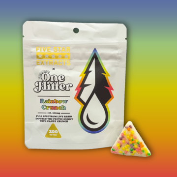 Photograph of product: Rainbow Crunch Live Resin One Hitter Vegan Gummy | Five Star Extracts x True North Confections | 200mg