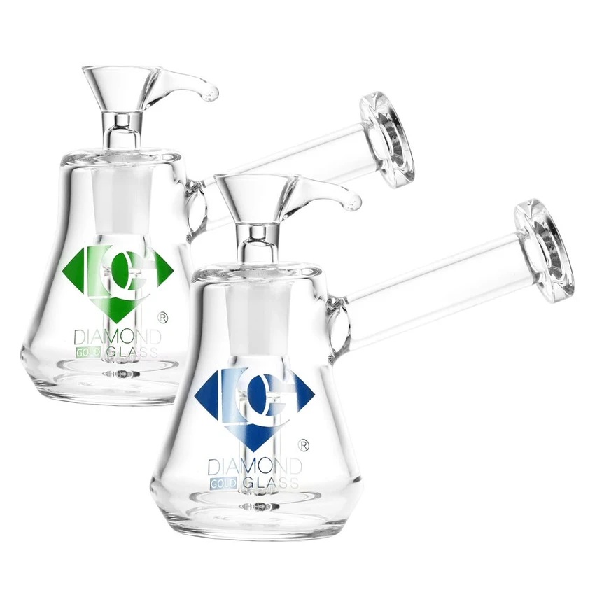 Photograph of Product: Diamond Glass | Gold Mallet | Water Pipe | 4" | 14mm