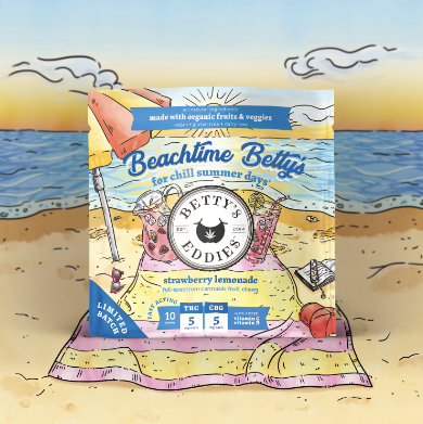 Photograph of product: Beach Time Betty's for Chill Summer Days Strawberry Lemonade Fruit Chews 50mg 10pk
