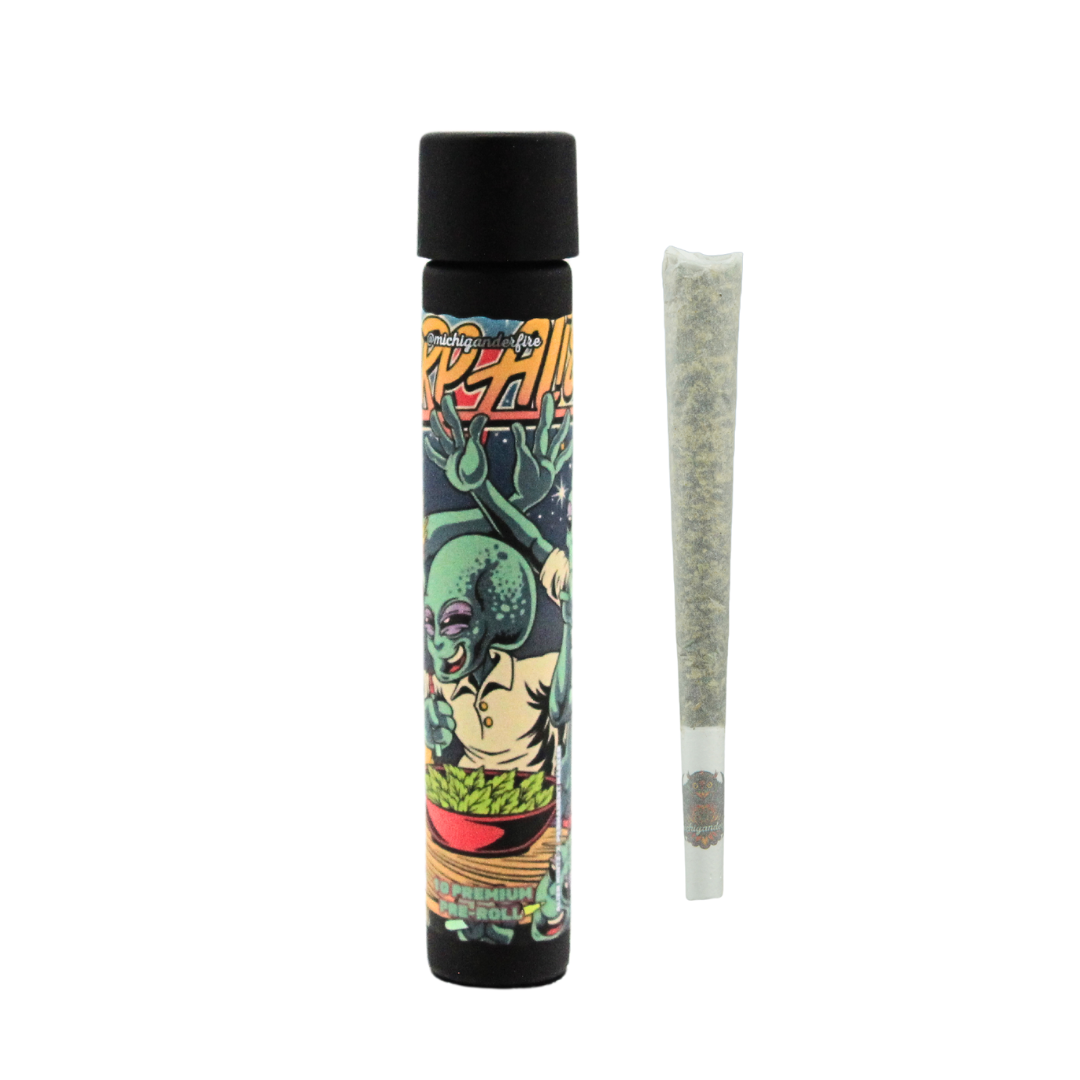 Photograph of product: Michigander Fire | Sharp Alien Pre-Roll | 1g