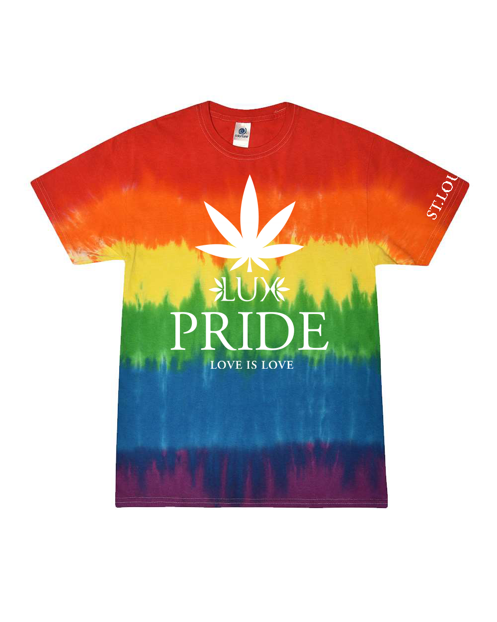 Photograph of product: LUX Pride T-Shirt - Neon Rainbow (XL-3XL)