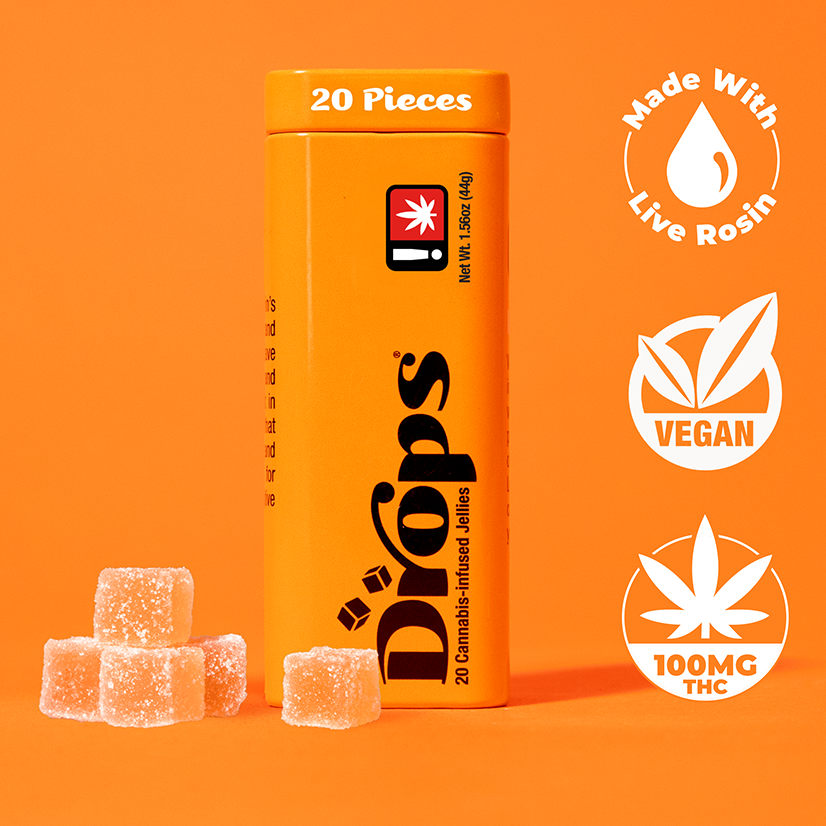 Photograph of product: Drops > 20pc Jellies 100mg > Creative > Orange