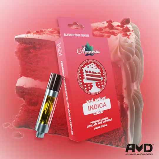 Photograph of product: AMNESIA | VAPE CART | 1G | RED VELVET