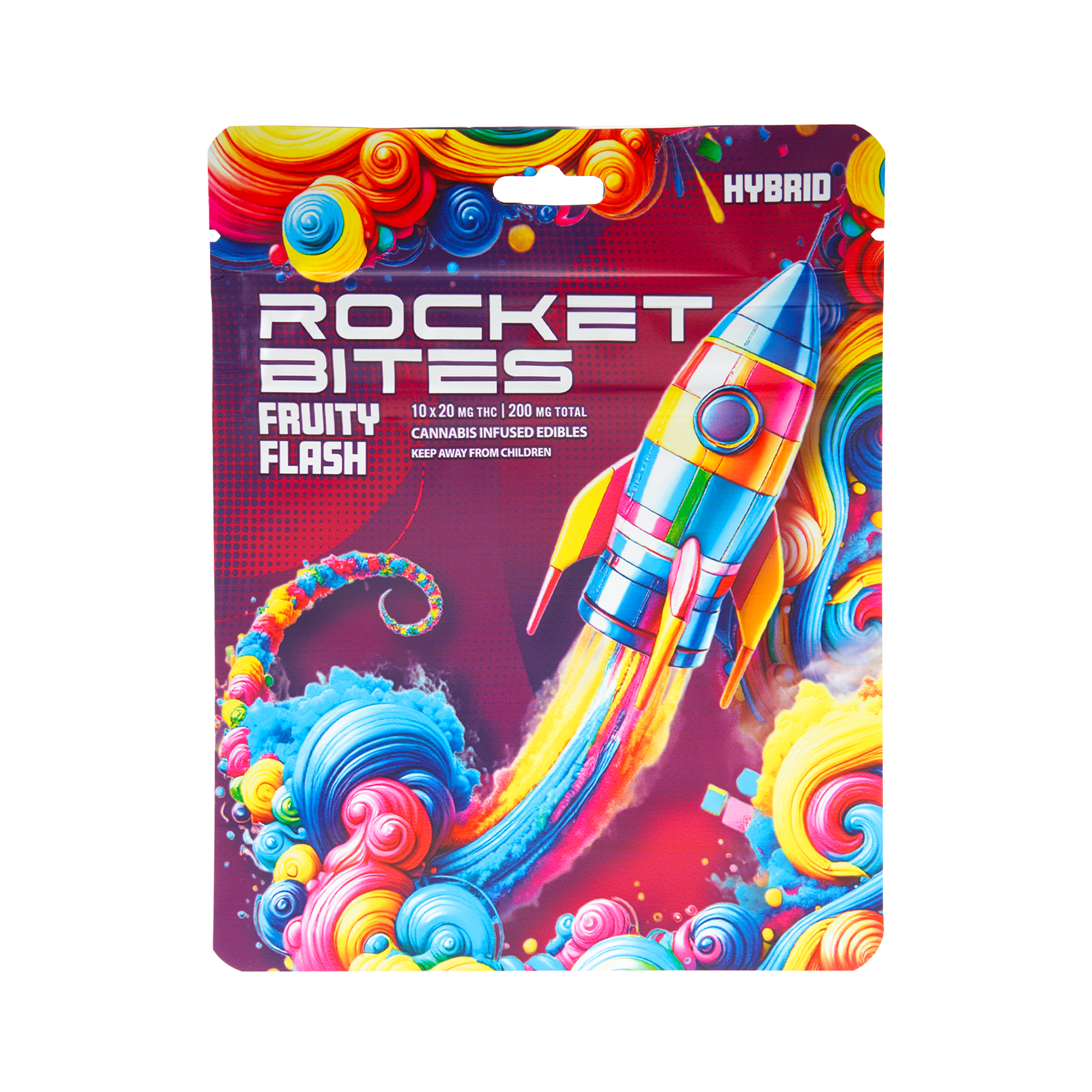 Photograph of product: Rocket Bites Fruity Flash Gummies 200mg