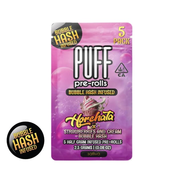 Photograph of product: Horchata x Strawberries and Cream Bubble au chocolat Infused Pre-Roll Pack - 5 Pack
