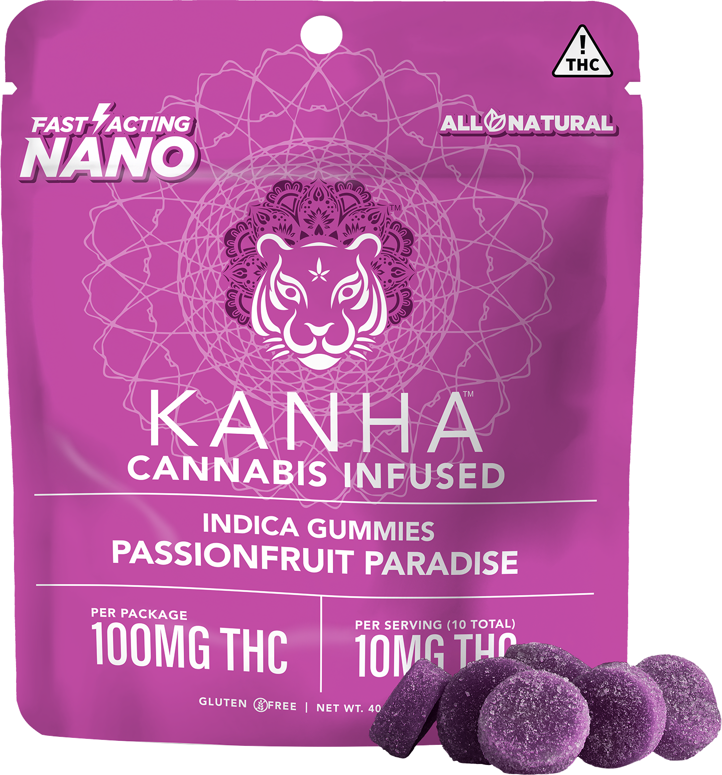 Photograph of product: Kanha Nano Passionfruit Paradise (I) Gummies 10mg 10pk