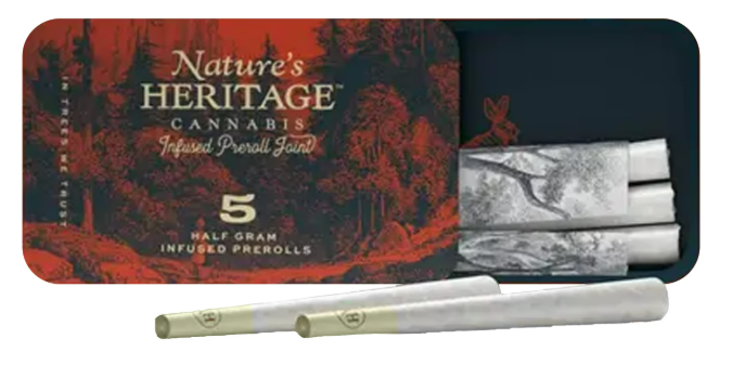 Photograph of product: Nature's Heritage Local Skunk 0.5g Infused Pre-Roll 5pk (2.5g)