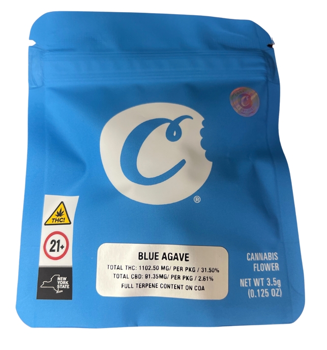 Photograph of product: Cookies Flower Blue Agave 31.5% TH-oui Hybrid 3.5g