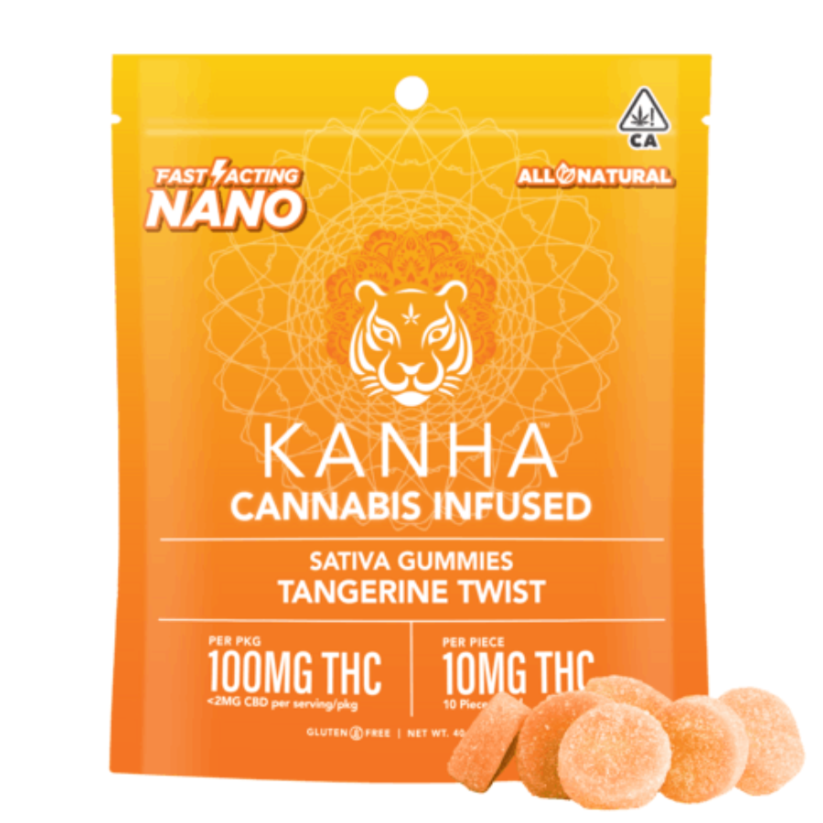 Photograph of product: Kanha Nano Gummies Sativa Tangerine Twist 100mg