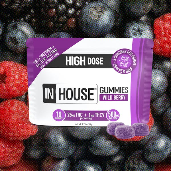 Photograph of product: In House Wild Berry 25:1 TH-oui:TH-ouiV Gummies 25mg 10pk