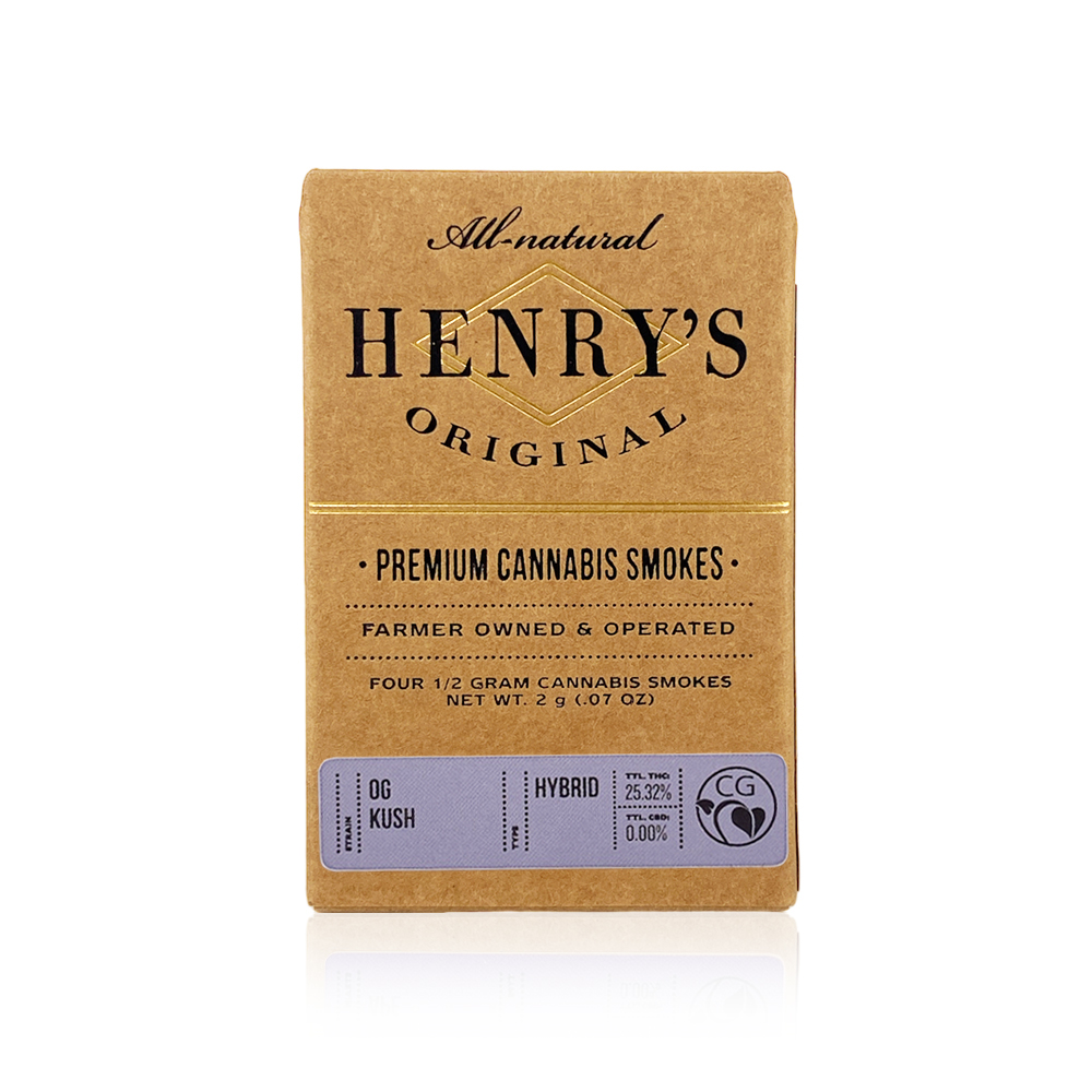 Photograph of product: HENRY'S ORIGINAL - Preroll - OG Kush - 4 Pack - 2G