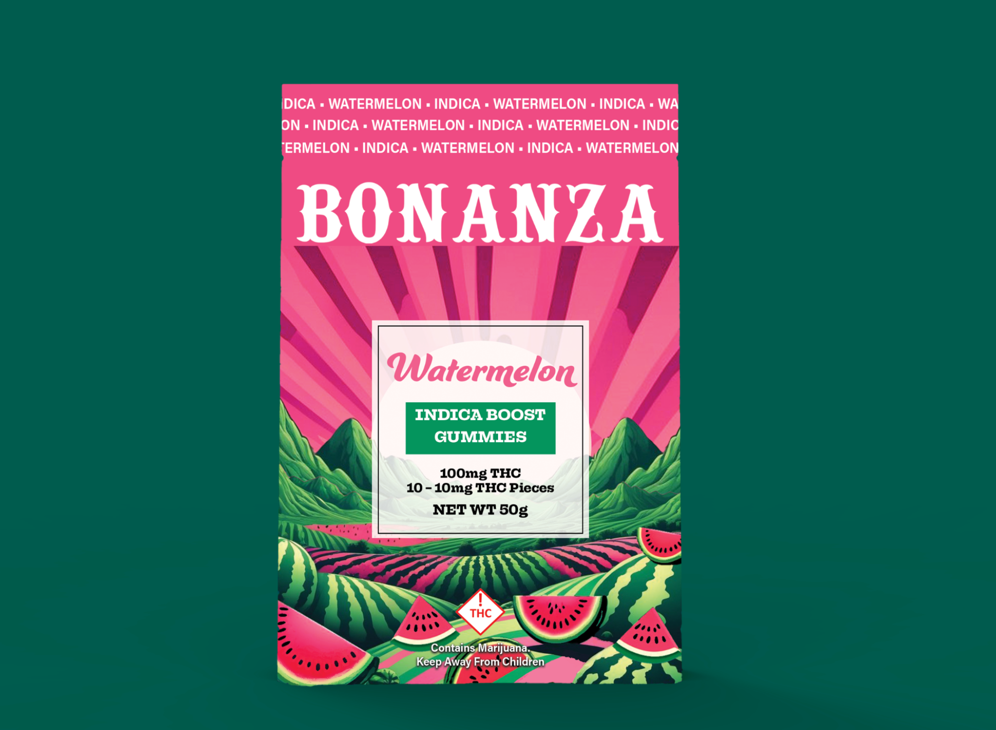 Photograph of product: Watermelon (I) - 100mg Gummies - Bonanza