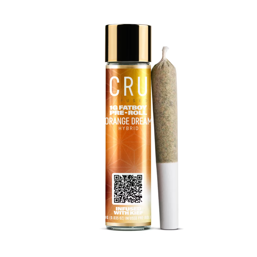 Photograph of product: CRU | Orange Dream | Kief Infused Fat Boy Pre-Roll 1g