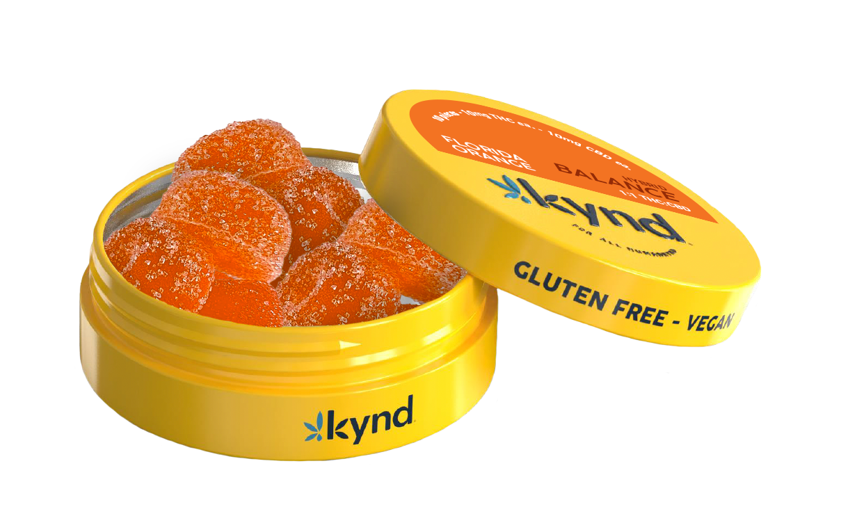 Photograph of product: Kynd Florida Orange (H) 1:1 CBD Balance Gummies 10mg TH-oui: 10mg CBD
