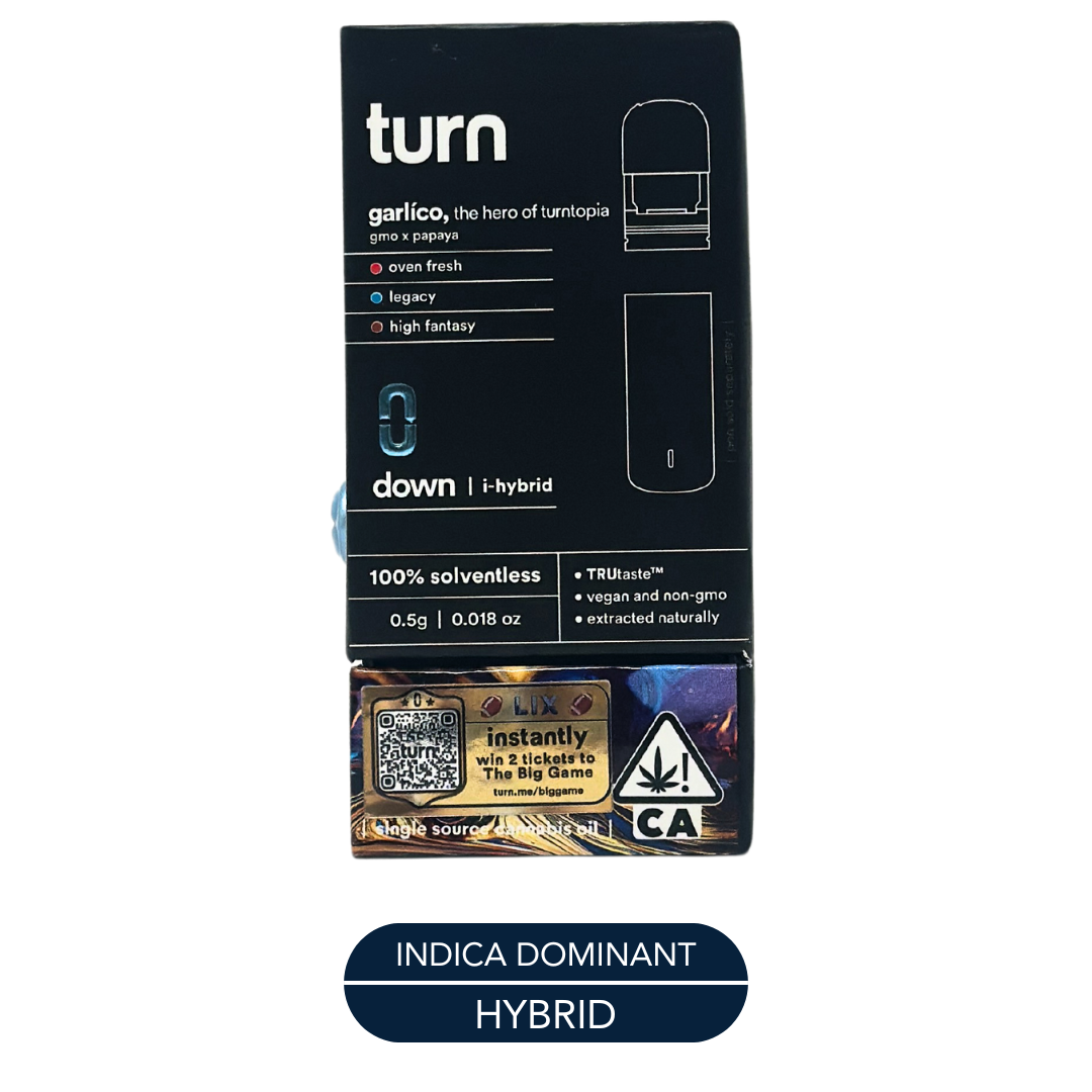 Photograph of product: Turn - Solventless - Garlico - Vape Pod - 0.5g