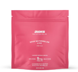 Photograph of product: JAMS | Edibles | Fast Acting Jellies | Sour Watermelon Lime | 20 Pk | 100mg