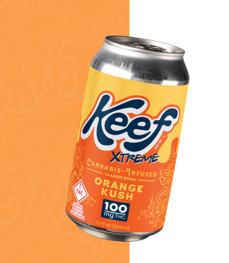 Photograph of product: Keef Xtreme Soda 100mg Orange Kush