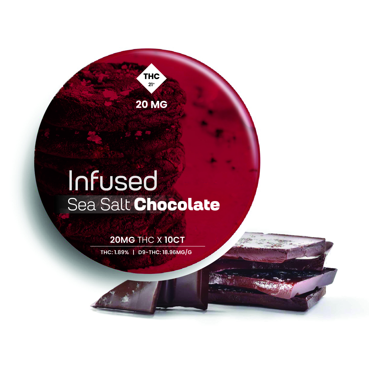 Photograph of product: Infused Sea Salt Chocolate | 20mg TH-oui x 10ct