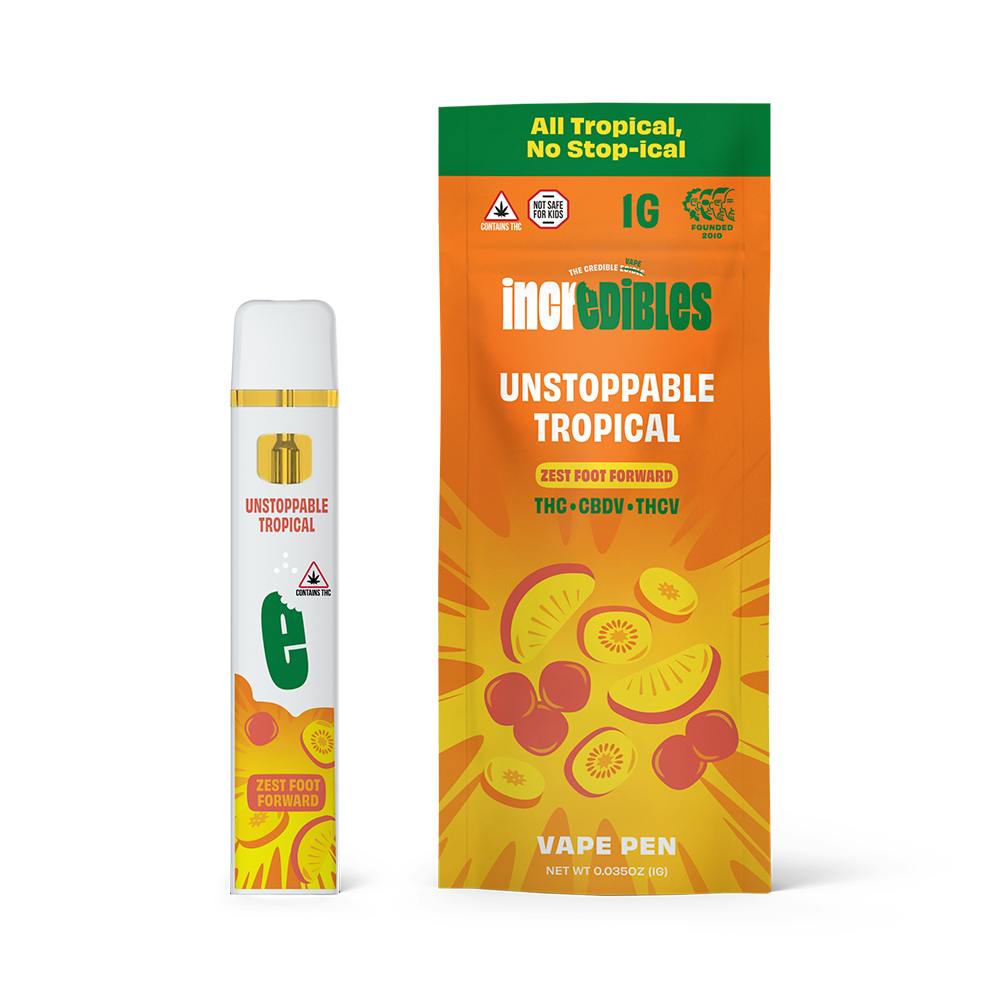 Photograph of product: Unstoppable Tropical 14:1:1 (TH-oui:TH-ouiV:CBDV) Tiger's Blood (Focus) | Disposable Vape | 1g