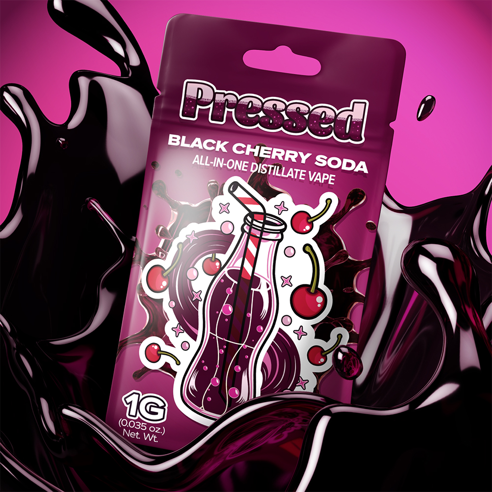 Photograph of product: Pressed - Black Cherry Soda (H) - Vape - Distillate Disposable - 1g