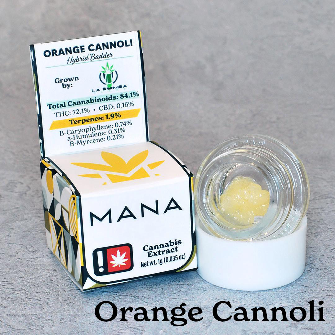 Photograph of product: Mana Extracts Cured Resin Badder: Orange Cannoli