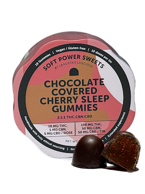 Photograph of product: Soft Power Sweets | Chocolate Covered Cherry Sleep Gummies | 100mg TH-oui 2:1:1 CBN:CBD