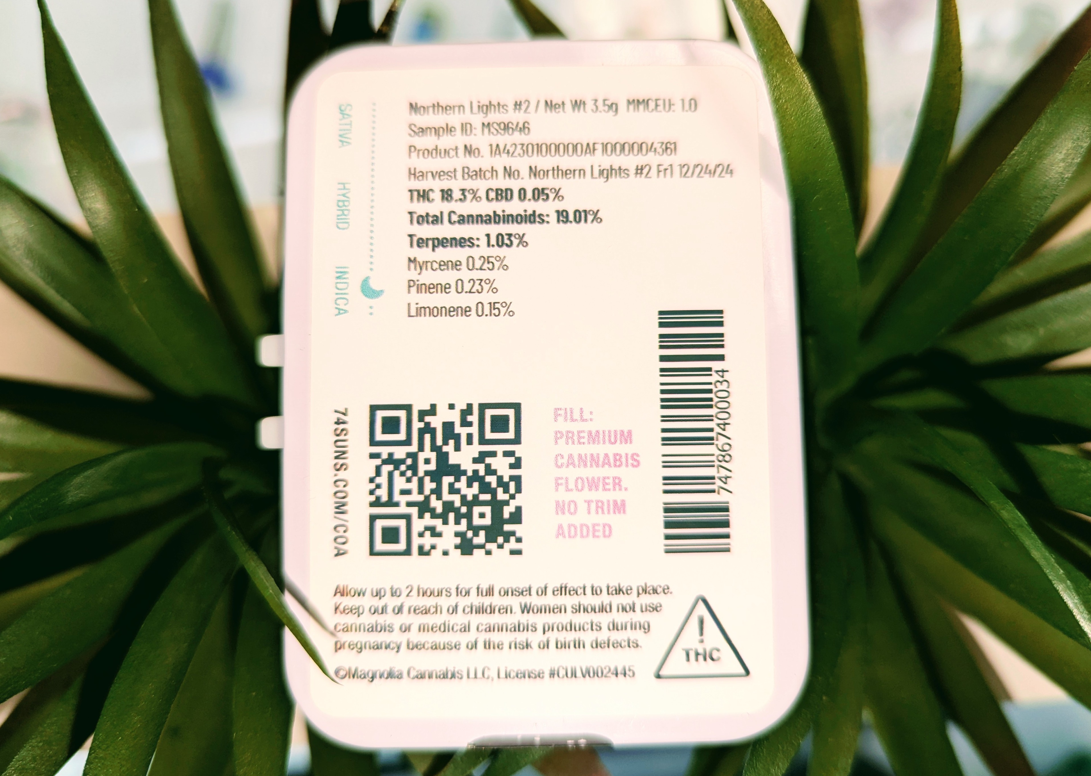 Photograph of product: 74 Suns | 7x.5g | Northern Lights #2 | Pre-Roll Pack